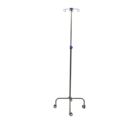 China Hot sale stainless+plastic hospita +castors adjustable iv pole support for sale