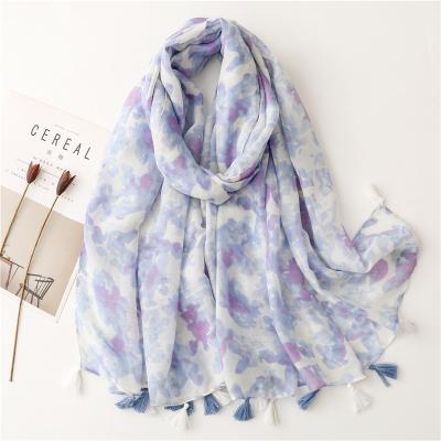 China Slime blue and white painting scarf for women shawl WA220039 for sale