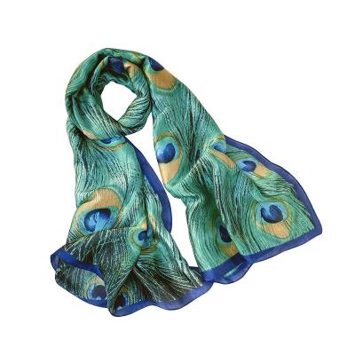 China Peacock Print Silk Scarf for sale