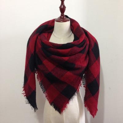 China Oversized Acrylic 300 Colors Tartan Square Blanket Scarf Shawl For Women for sale