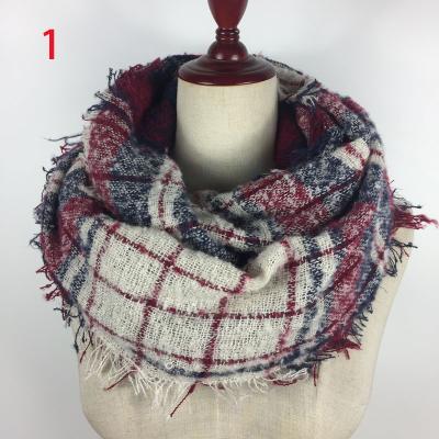 China Wholesale Acrylic Winter Plaid Warm Infinity Scarf WA003 for sale