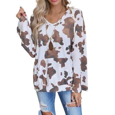 China 2021 QUICK DRY spring and summer printed loose casual long sleeve women's T-shirt for sale