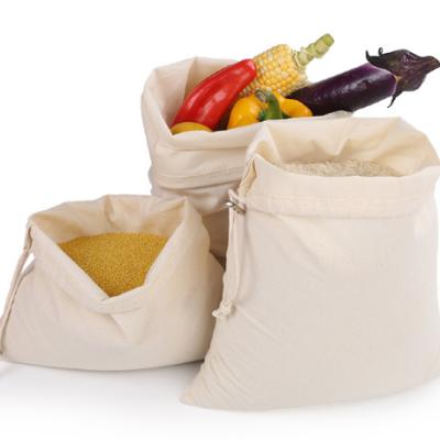 China 100% Recyclable Eco Friendly Cotton Sack Reusable Durable Grocery Bags For Vegetable And Storage for sale