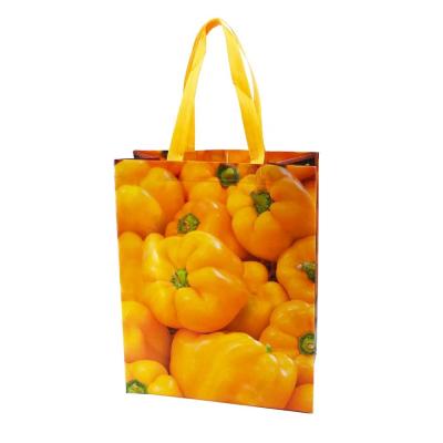 China Promotional Custom Lamination Eco Logo Ultrasonic Heat Sealed Nonwoven Grocery Bag Tnt Grocery Bag for sale