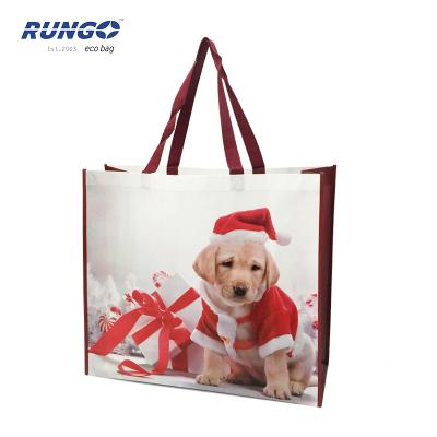 China Waterproof Christmas Gift Packing PP Non Woven Reusable Shopping Tote Bag for sale