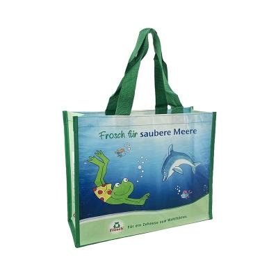 China Durable Made Of Plastic Bottles Totes Recycled Woven Rpet Shopping Foldable Bag for sale