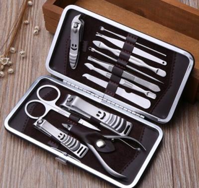 China 12pcs Personal Finger Nail Travel Grooming Kit Nail Care Pedicure and Manicure Set with Black PVC Case. for sale