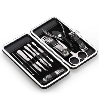 China Finger Nail Nail Care Cleaner 12 Piece Clippers Manicure Set Cuticle Pedicure Gift Case Kit for sale