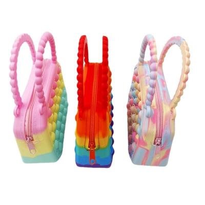 China 2022 new large sund 2022 silicone hot packaging clear popping sensory toy itter noise bubble push bolsa purse bag for sale