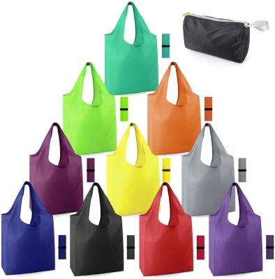 China Reusable Handled Shopping Bags Totes Bulk Extra Large Zipper Colorful Storage Bag Sturdy Lightweight Polyester Fabric for sale