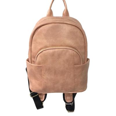 China Recyclable Custom Made Casual Pink Leisure PU Leather Shoulder Backpack Eco Friendly Supplier for sale