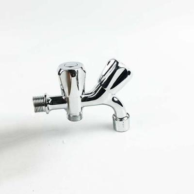 China Chrome Plated Zinc Alloy Washing Machine Faucet Double Handle Wall Mounted Te koop