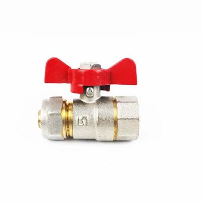 China Quality 16mm 1 / 2inch 3 / 4inch gas valve PEX pipe fittings yellow butterfly internal thread brass valve PEX pipe fittings for sale