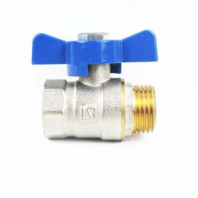 China FM Brass Pipe Fittings Butterfly Brass Ball Valve Straight Handle 1 / 2 Inch - 1 Inch for sale