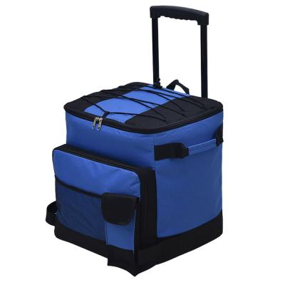 China Oxford Can Durable Beer Rolling Wine Crate Polyester Tote Trolley Cooler Bag Organizer Wheel Cooler Cart Bag for sale