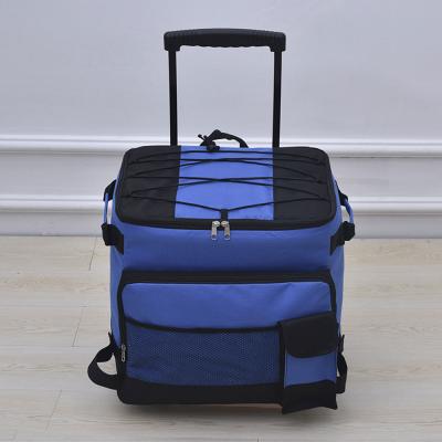 China Wholesale Oxford Picnic Outdoor Short Trip Wine Rolling Can Beer Large Capacity Cooler Box Insulated Trolley Cart Cooler Bag With Wheel for sale