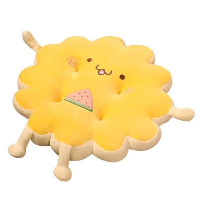 China Room Decoration Kids Spandex Pillow Yellow Super Soft Biscuit Shaped Cushion Anti-Static for sale