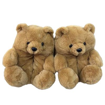 China Fashion Trend Promotional Gifts Kids Teddy Bear Slippers For Women Light Brown Girls for sale