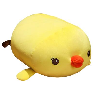 China Creative Cute Soft Yellow Plush Anti-static Toy Chicken Pillow Doll Sleeping Hug Long Pillow for sale