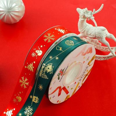 China High Tenacity Christmas Ribbon Diy Hairpin Ribbon Luxury Single Sided Christmas Gift Wrapping Ribbon for sale