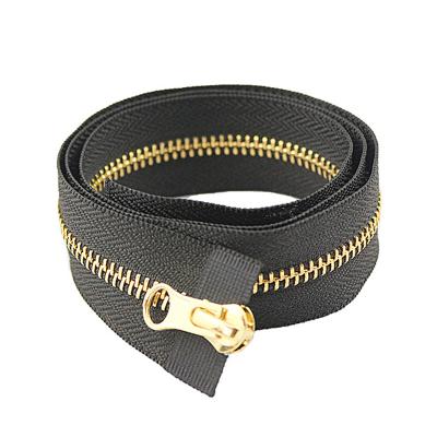 China Auto Lock No.5 Big Auto Lock Zippers Customized Brass Metal Zipper Pulls For Garment Jeans Shoes Bags for sale