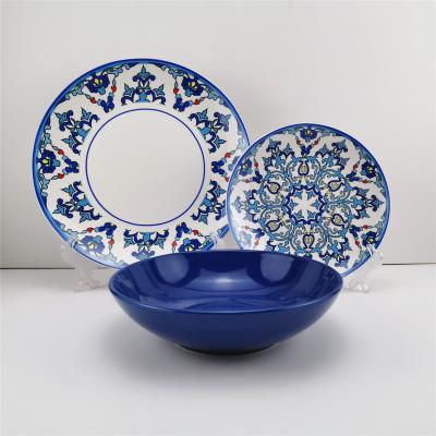 China Sustainable 18pcs porcelain pad printing dinnerware set, wholesale new design ceramic dish with fine quality for sale