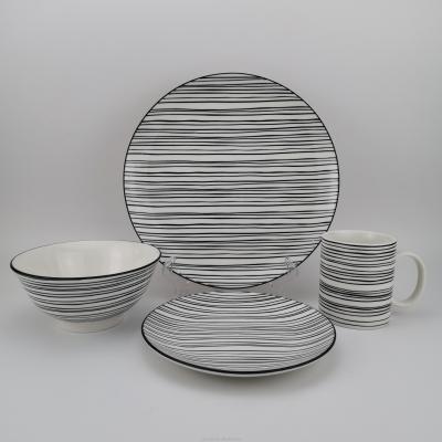 China Latest Viable Popular 24pcs Pad Printing Ceramic Dinner Set, Porcelain Pad Printing Dinnerware Sets for sale