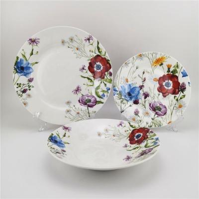 China Viable Hot Sale 18Pcs Opal Flower Decal Design Dinner Set for sale