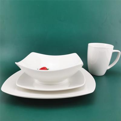 China Viable Wholesale Simple White Grade 16 Pcs China AB Square Dinnerware Set porcelain vagillas de porcelana for sale