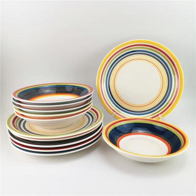 China Viable porcelain color luster dinner set, aplico porcelain tableware, porcelana vajila for sale