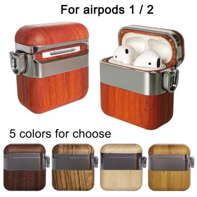 China wood metal case protective cover compatible with apple airpods 2 and 1 blu tooth earphone for sale