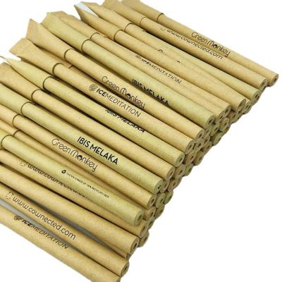 China Eco Friendly Medium Point Pen Wheat Straw Paper Promotional Black Ink Barrel Writing Promotion Ball Pen for sale