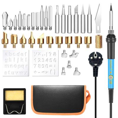 China Pencil Grip 39in1 60W Wood Burning Carving Pyrography Pen Kit Adjustable Temperature Soldering Iron Welding   Burning tools kit for sale