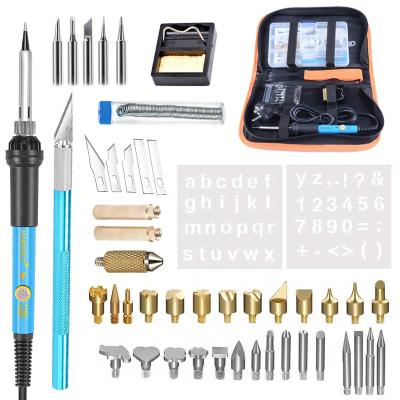 China Pencil Grip 47in1 60W Wood Burning Carving Pyrography Pen Kit Adjustable Temperature Soldering Iron Welding   Burning tools kit for sale