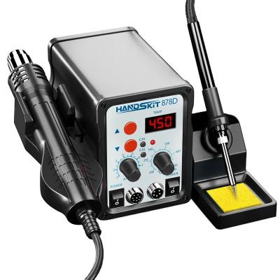 China handskit 878d   2 in 1 Soldering Station with Hot Air Gun Temperature Adjustable soldering iron  LED Digital Display 878d for sale