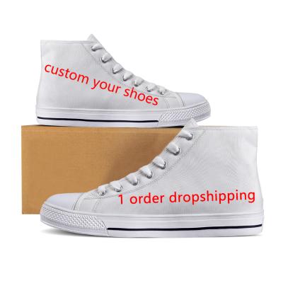 China CUSHIONING low moq cheap white casual OEM design dropship high quality printed custom logo canvas shoes men for sale