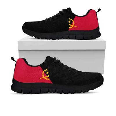 China Fashion\Comfortable\Durable\Breathable\Lighted Female Running Shoe Soft Padded Breathable Lace-Up Casual Summer Sports Shoes With Angola Flag Printed Sneakers for sale