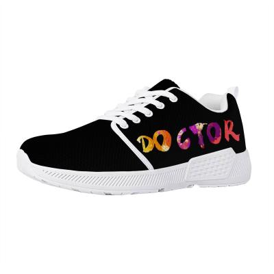 China Dropshipping men's CUSHIONING lace up casual shoes black doctor printed support sports shoes fashion trend sneakers for walking for sale