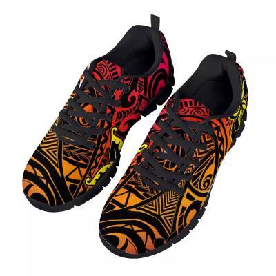 China Fashion \ Comfortable \ Durable \ Breathable \ Lightweight Polynesian Tribal Flats Prin Stripe Casual Sneakers Men s Running Shoes Shoes Women Super Lightweight Lace Up Sneakers for sale