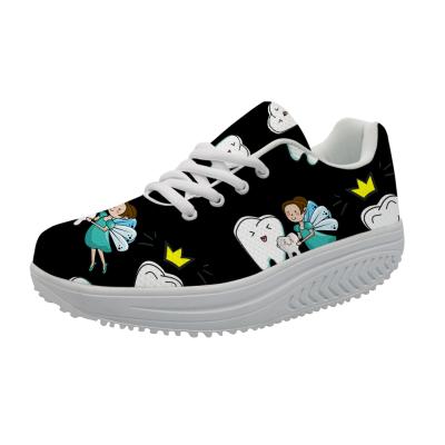 China CUSHIONING Care Your Tooth Fashion Designs Colorful Printed Comfortable Luxury Platform Shoes Women Special Casual Shoes Dropship for sale