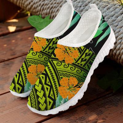 China Daliy's Life / Lady's Hot Selling Custom Hibiscus Printed Outdoor Jogging Slip-On Shoes For Mesh Walking Style Beach Shoes Samoa for sale