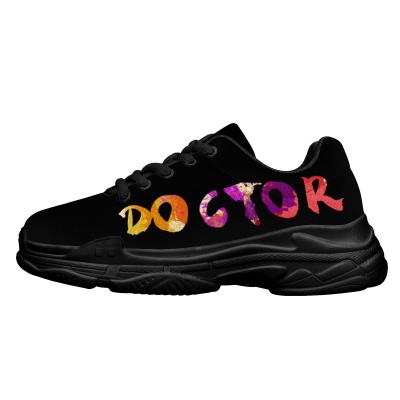 China CUSHIONING FORUDESIGNS Ladies Dad Shoes Low MOQ Drop Shipping Black Sports Shoes Custom Printed Personalized Chunky Doctor Sneakers for sale