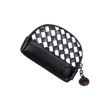 China 2021 High Quality M&d Newest Newest Women Purse Women's Woven Leather Mini Ladies Wallet Coin Purses PU Coin Pouch With Key Chain Ring for sale