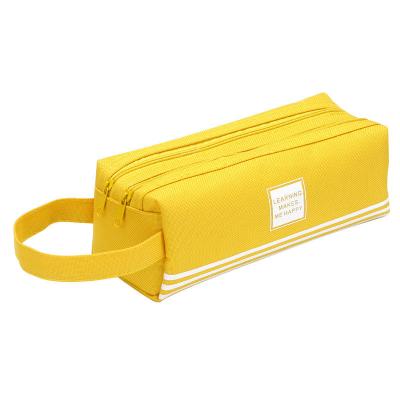 China High School Students Multi-Function Canvas Large Capacity M&d Creative Multi Function Zipper Pencil Case Double Pencil Case With Handle for sale