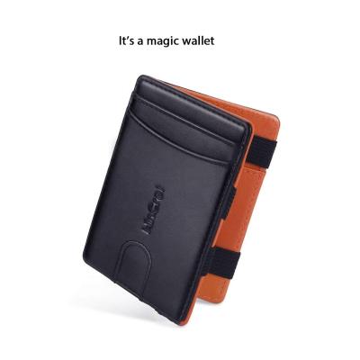 China Hot Sale M&d Anti-theft Custom Rfid Blocking Genuine Leather Coin Wallet Magic Card Vintage Handmade Slim Purse Men Wallet With Zipper for sale