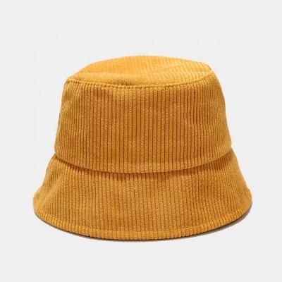 China M&d Logo Korean Female Autumn Winter Sun Protection Corduroy Khaki Blue Beige Black Yellow Adult Bucket Hat Custom Wholesale Soft Cozy Hat for sale