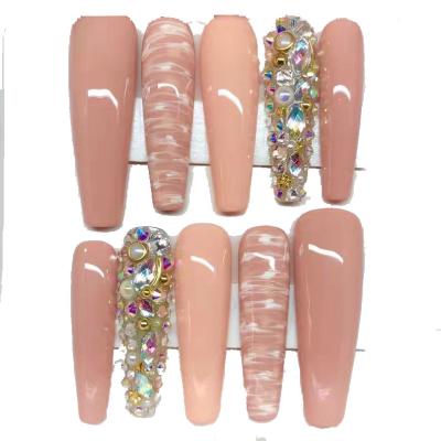 China High Quality Flexibility Beauty Sets Press On Nails For Bride NailsCH Free Sample Style Fake Nails Women 24Pcs Long Wine Oval False Nails for sale