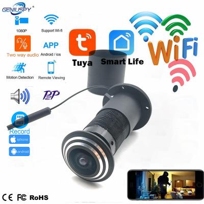 China 1080P Wireless IP P2P Mini Peephole Wifi Door Eye Two-Way Audio Camera Hole on TF Card Slot Two-Way Audio Tuya APP Motion Detection Vivid Camera for sale