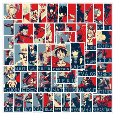 China 50Pcs Sticker Poster Style Anime Character Decorative Stickers For Notebook Laptop Phone Japanese Anime Sticker for sale