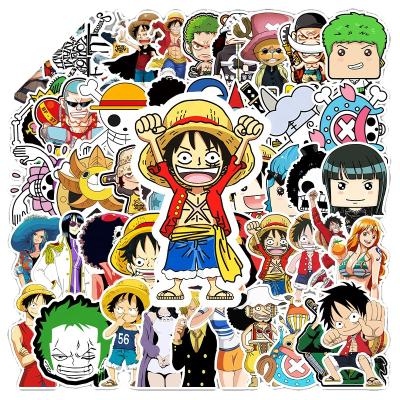 China One Piece Cartoon Sticker 50Pcs Q Version Luffy Vinyl Stickers For Laptop Luggage Notebook Anime Sticker for sale